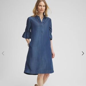 Chico's Indigo Button-Up Shirt Dress Faux Denim Popover Dress plus size 20